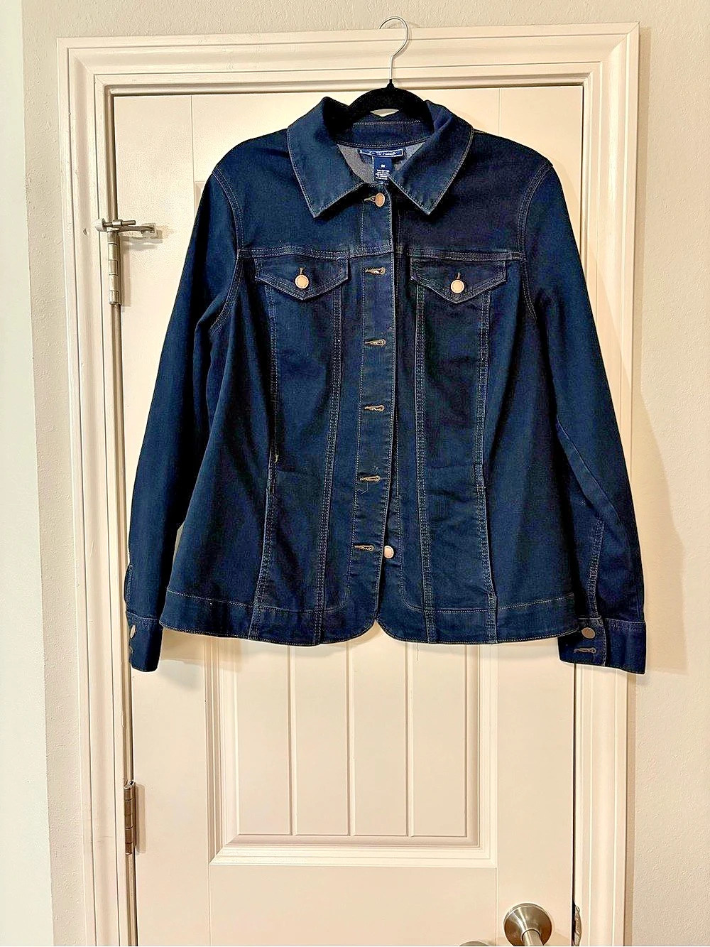 Charter Club Women's Dark Denim Jacket in Blue